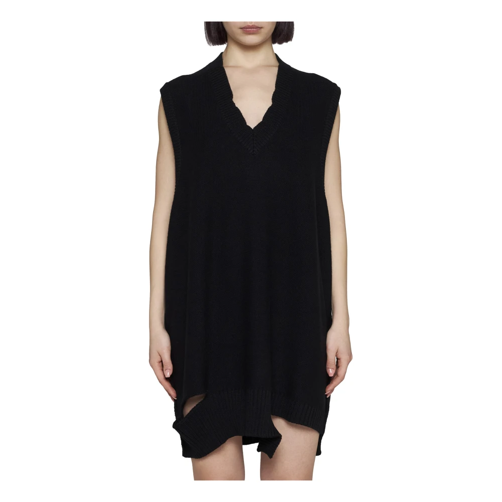 MM6 Maison Margiela Mini Jurk van Virgin Wool Blend Breisel Black Dames