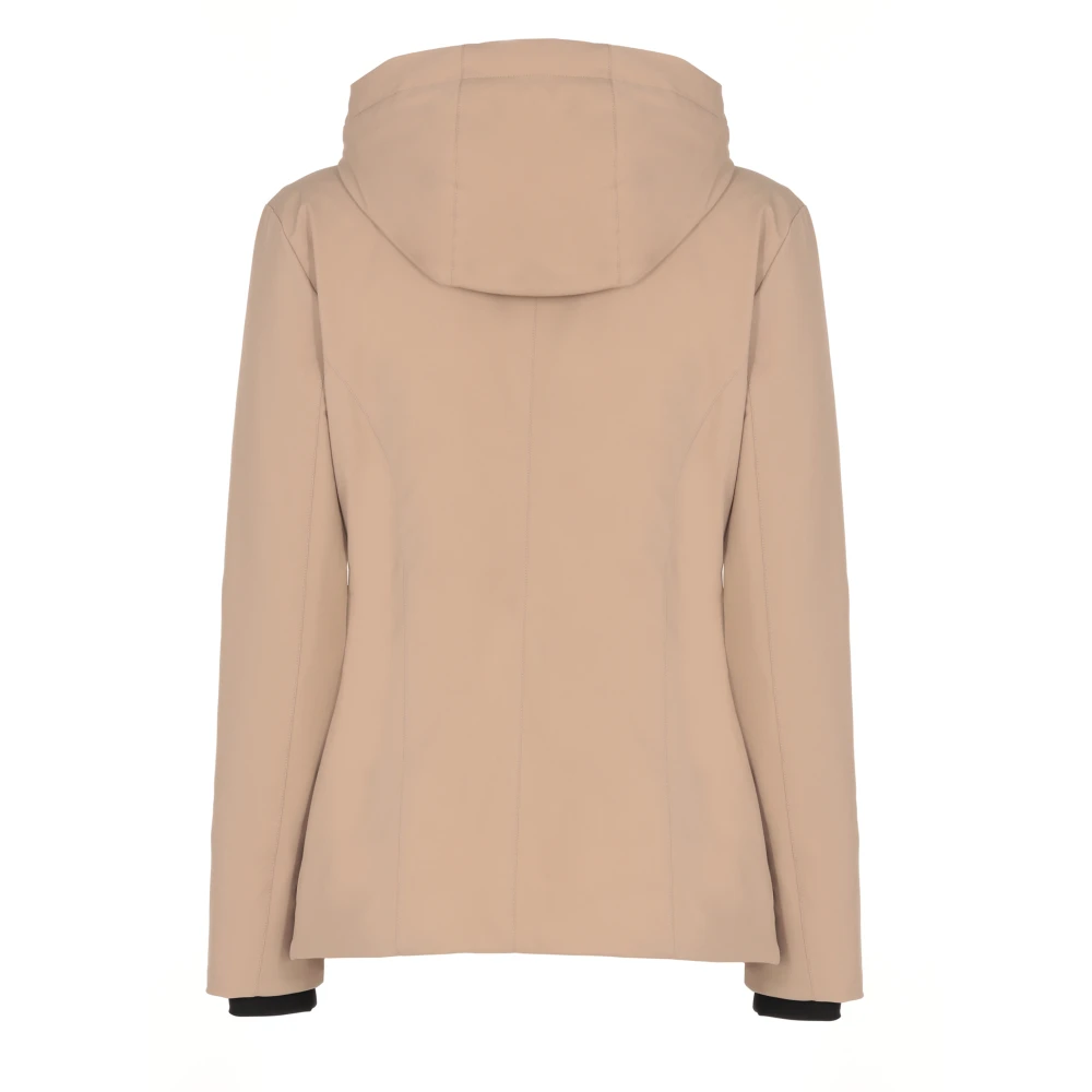 Peuterey Beige Gewatteerd Jack met Capuchon Beige Dames