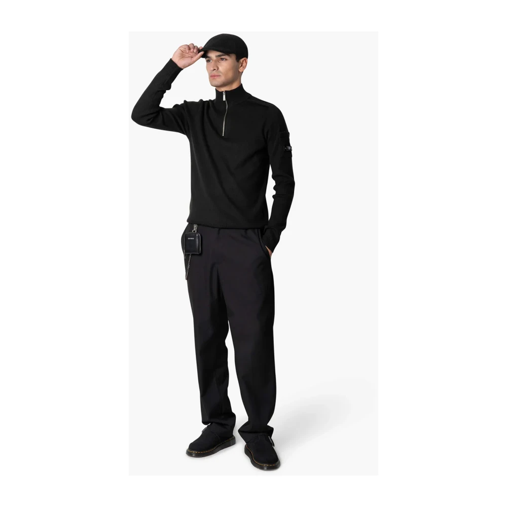 Quotrell Zwarte Gebreide Halfzip Sweater Heren Black Heren