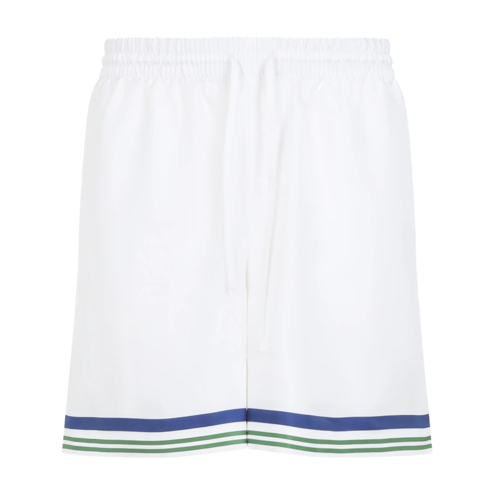 Casablanca Men's White Tennis Mascot Silk Shorts