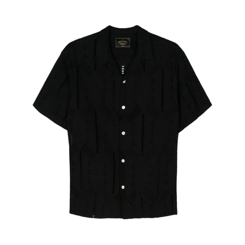 Portuguese Flannel Short Sleeve Shirts Black, Herr