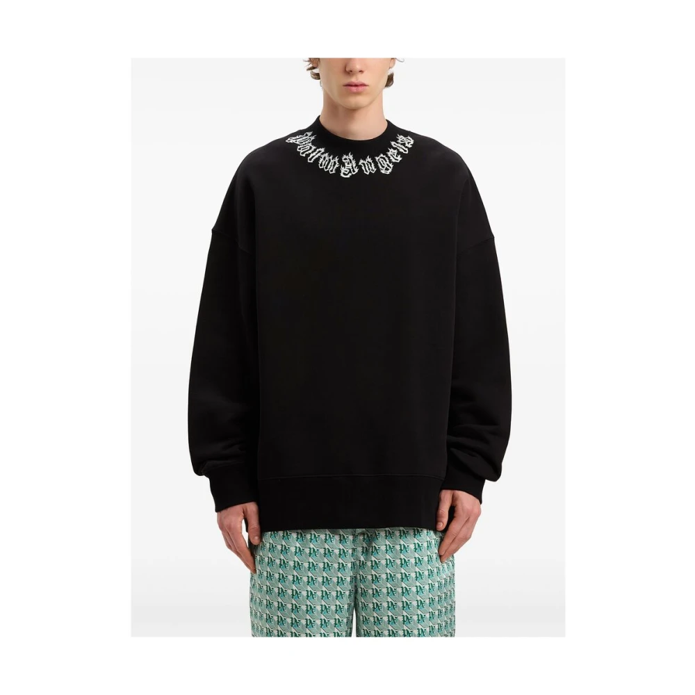 Palm Angels Zwarte Logo Print Sweater Black Heren