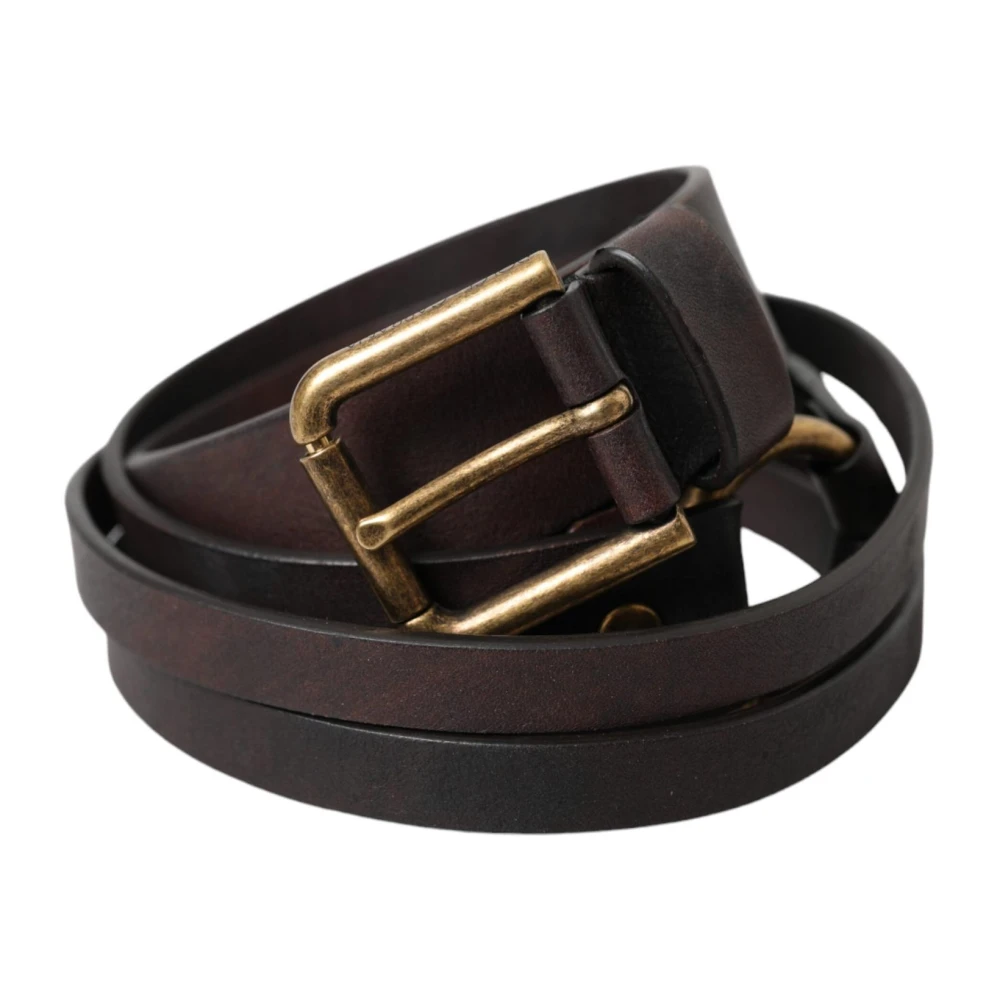 Dolce & Gabbana Gouden Gesp Leren Riem Brown Dames