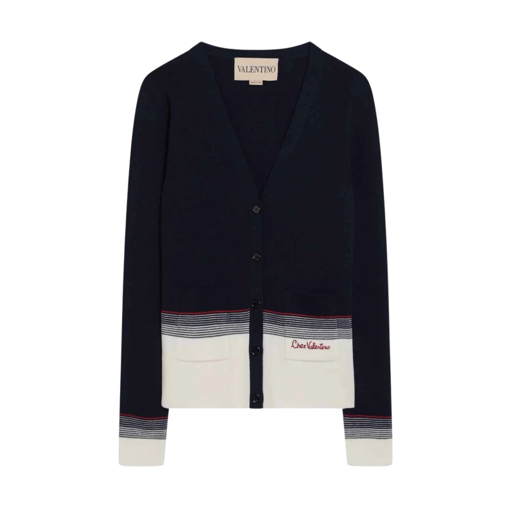 Valentino Garavani Pulls En Laine Vierge Femme Pulls Bleu 44 Fr