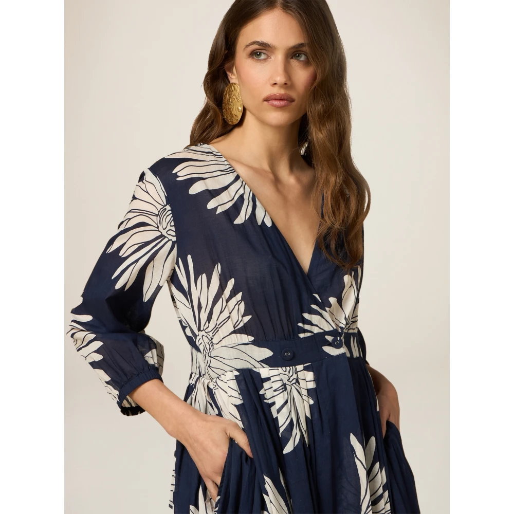 Oltre Bloemen Wikkeljurk van Katoenmuslin Multicolor Dames