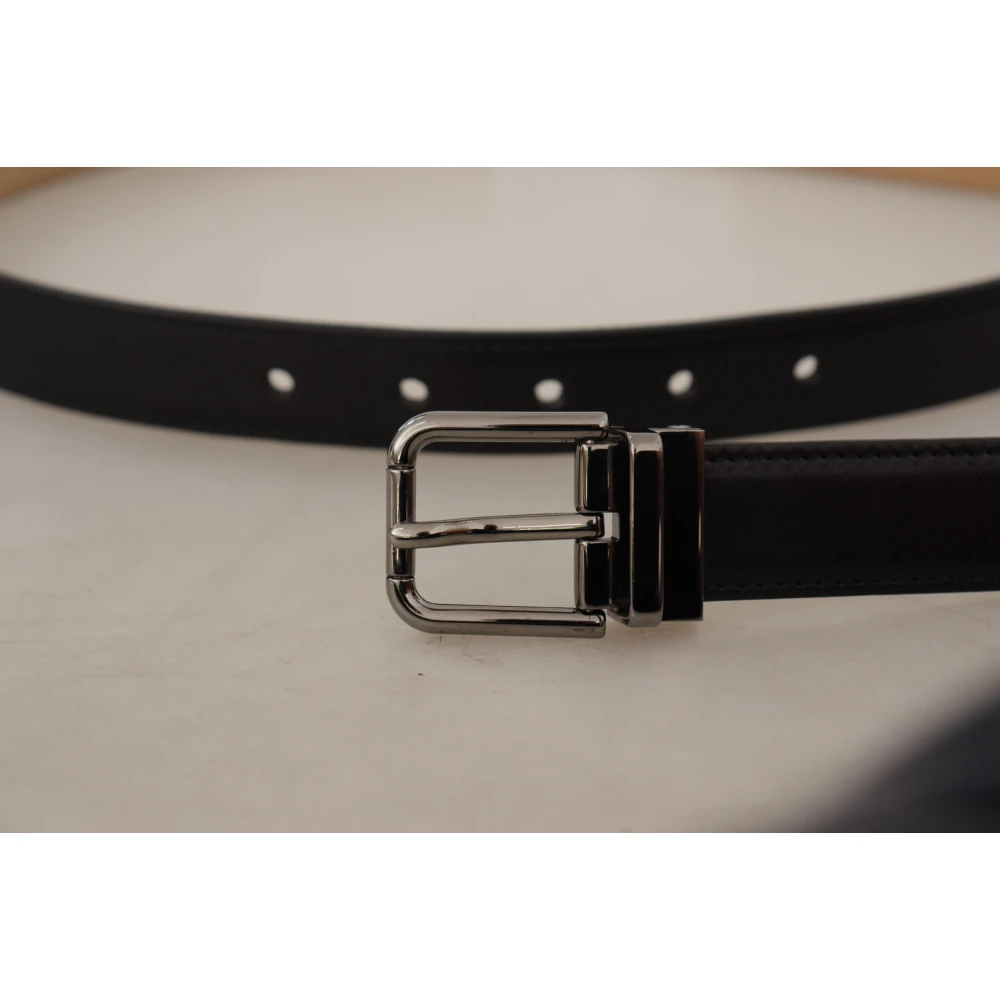 Dolce & Gabbana Zwarte leren riem met metalen gesp Black Heren