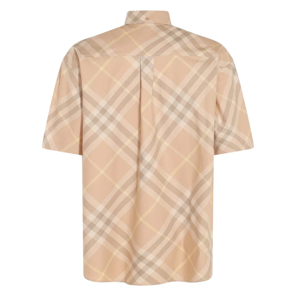 Burberry Vintage Check Katoenen Shirt Korte Mouwen Beige Heren