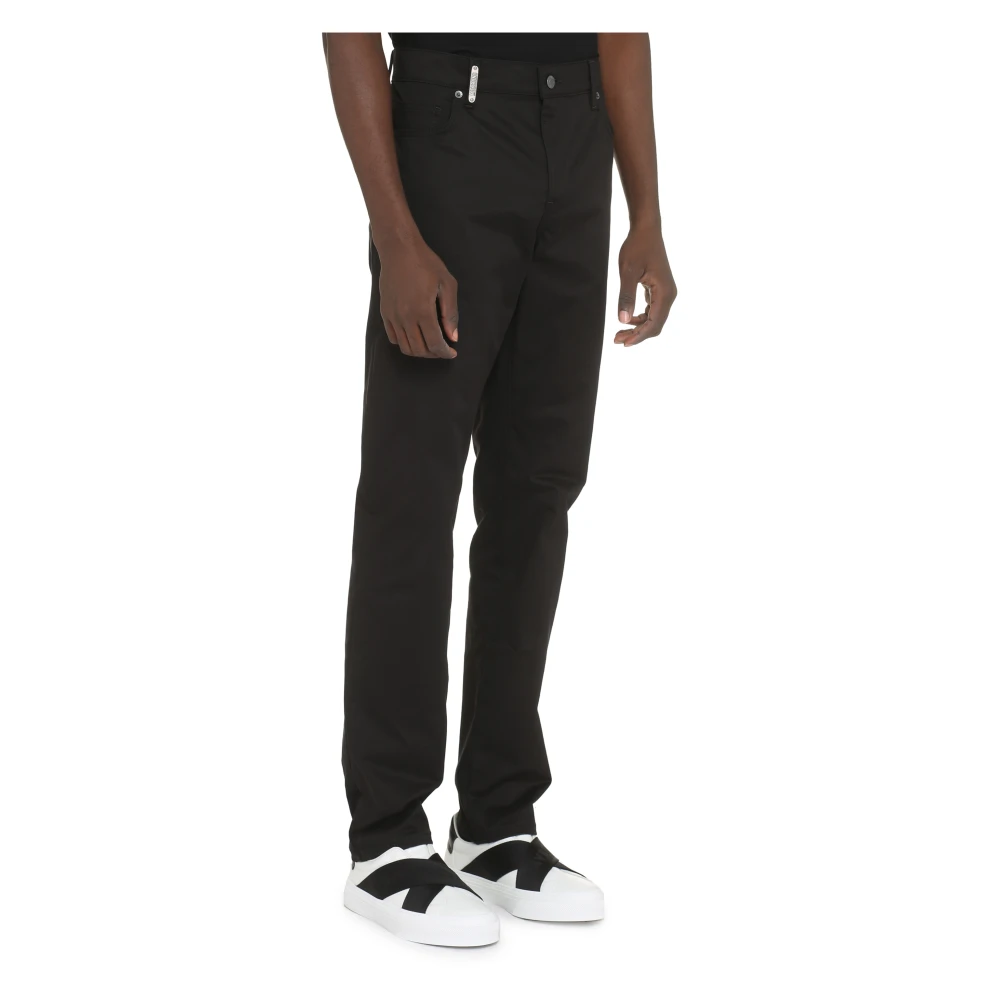 Moschino Katoenen Stretch Broek met Metalen Logo Black Heren