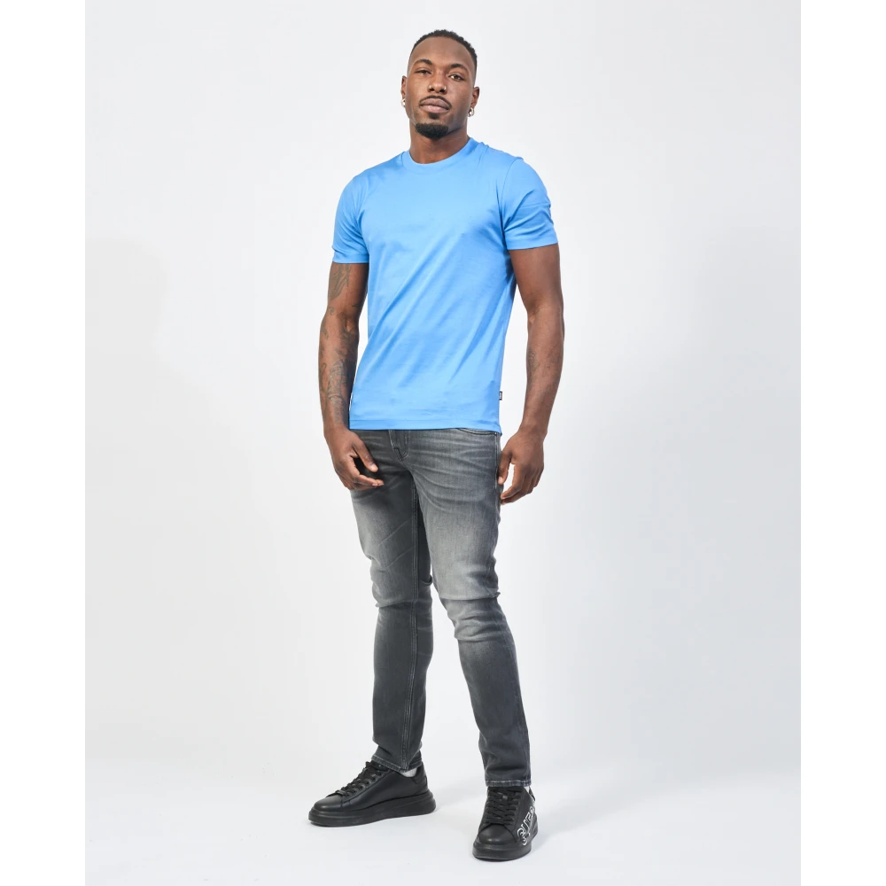 Hugo Boss Blauw Katoenen Ronde Hals T-shirt Blue Heren