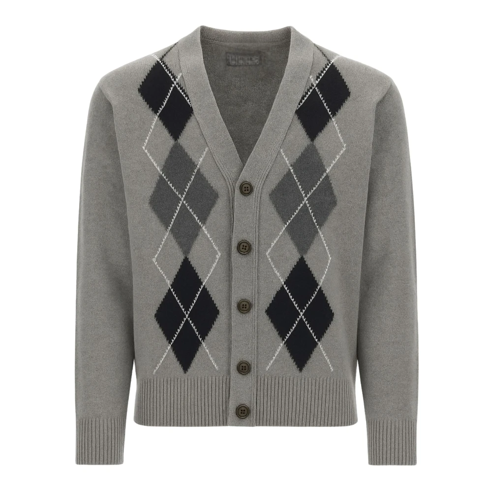 Paolo Pecora Men's Gray Argyle Cardigan