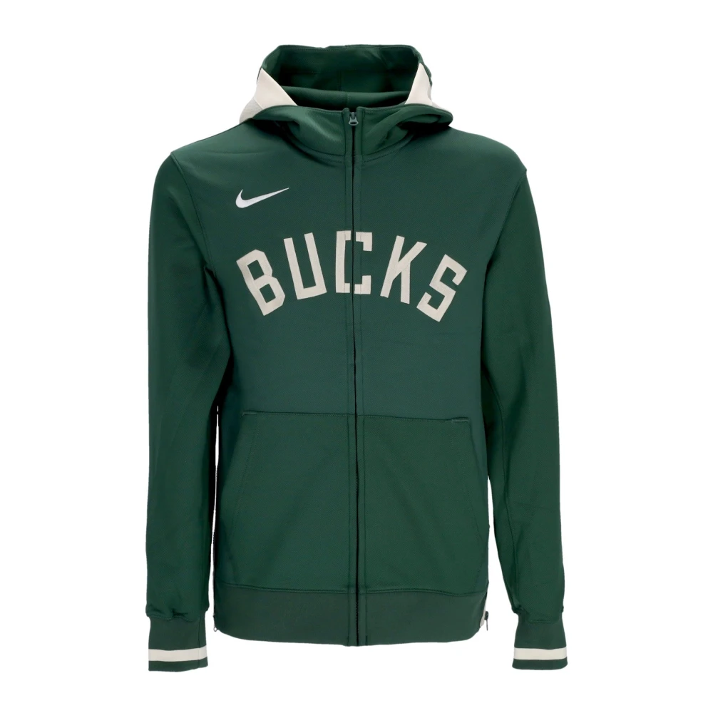 Nike Green Long Sleeve Training Tops, Male, Xl, Milwaukee Bucks Zip Hoodie