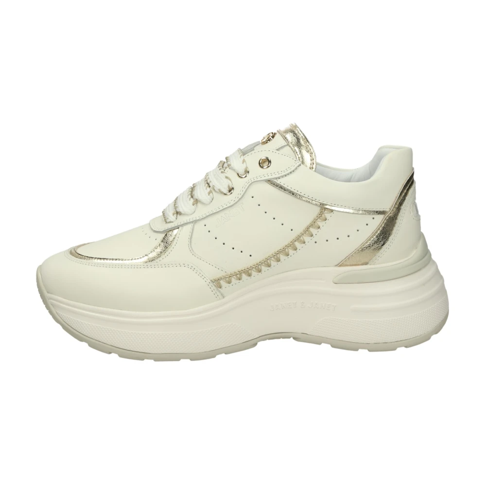 Janet & Janet Low-top leren sneakers Dames Schoenen Wit