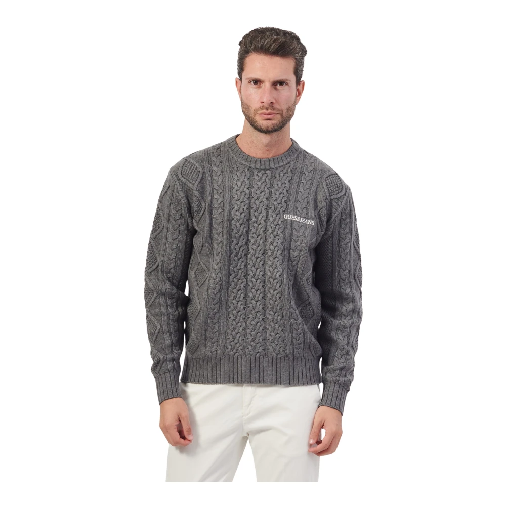 Guess Grijze Trui met Voorvlecht Gray Heren