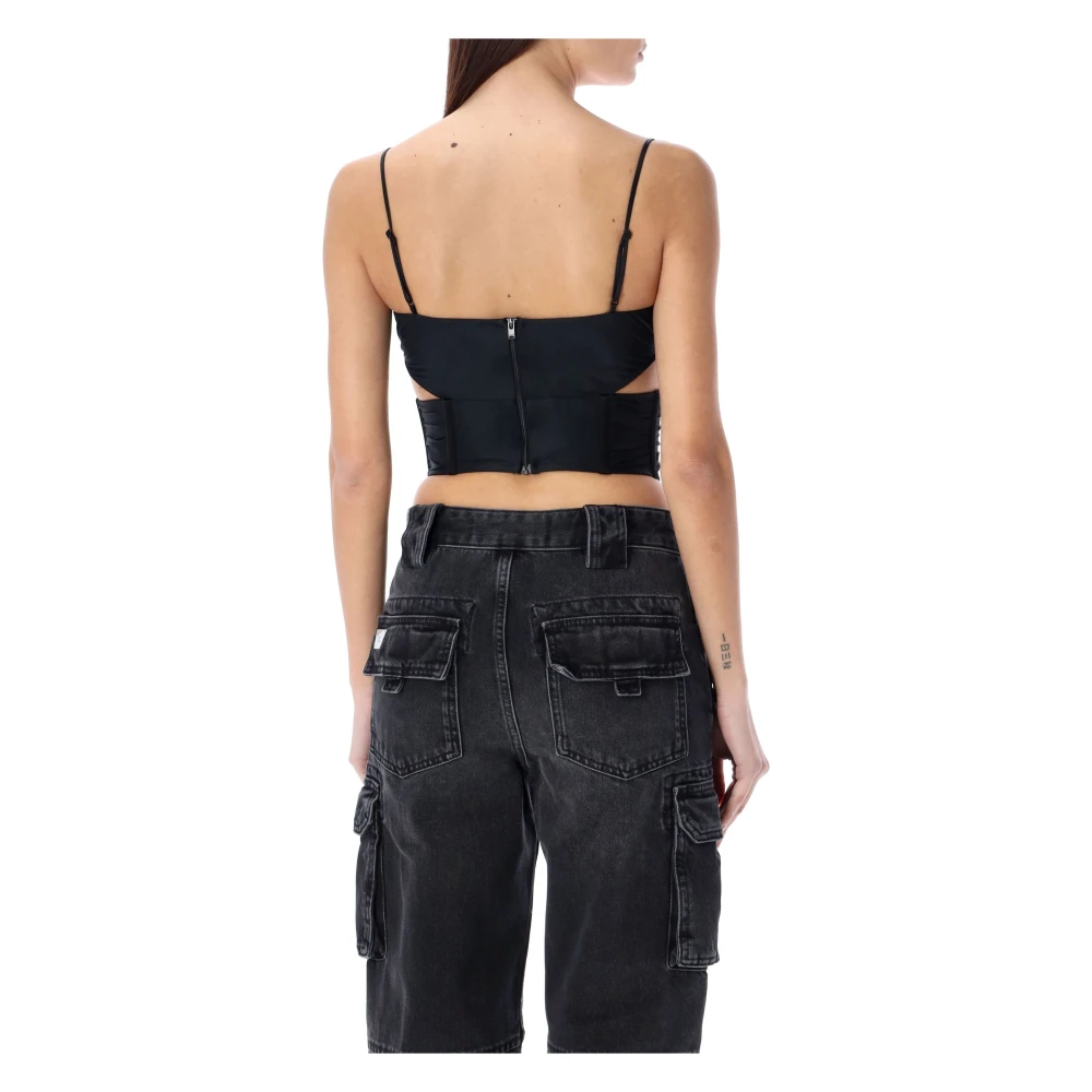 Misbhv Zwart Lycra Korset Top met Ruches Black Dames