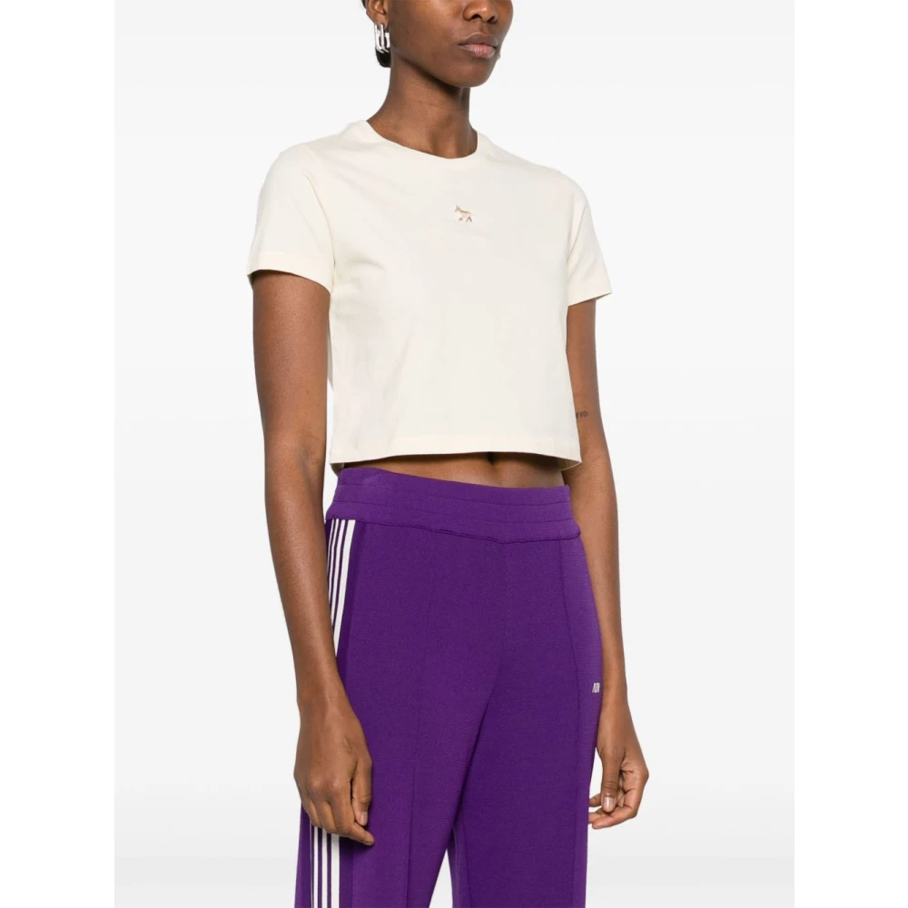 Maison Kitsuné Ecru Crew Neck T-shirts en Polos Beige Dames