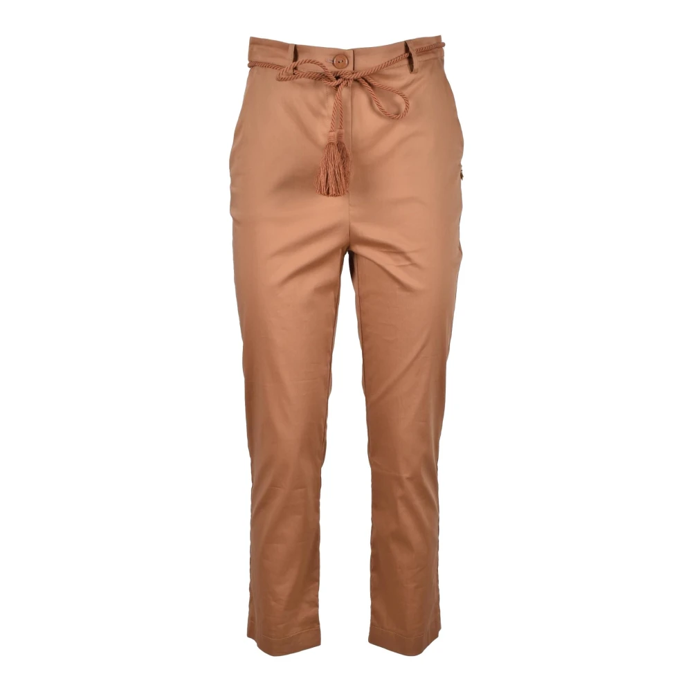 PATRIZIA PEPE Katoenmix Stretch Broek Brown Dames