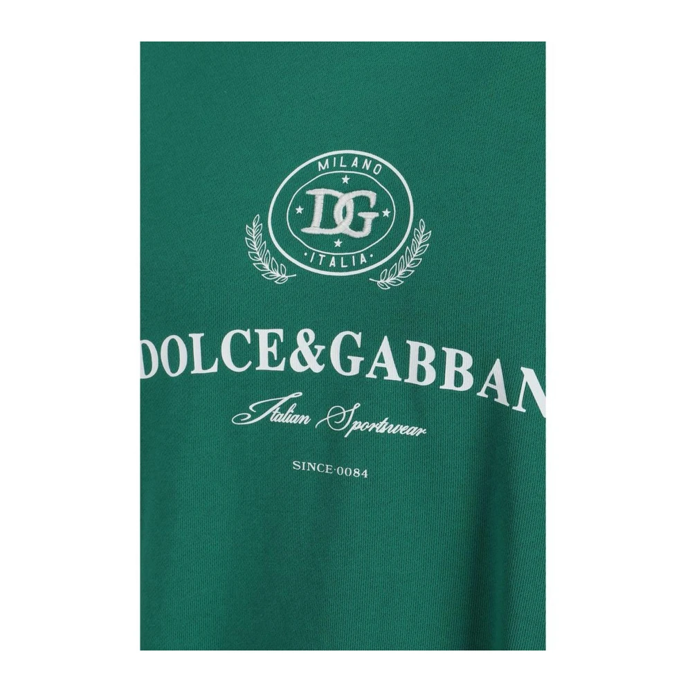 Dolce & Gabbana Monogram Katoenen Hoodie met Trekkoord Green Heren