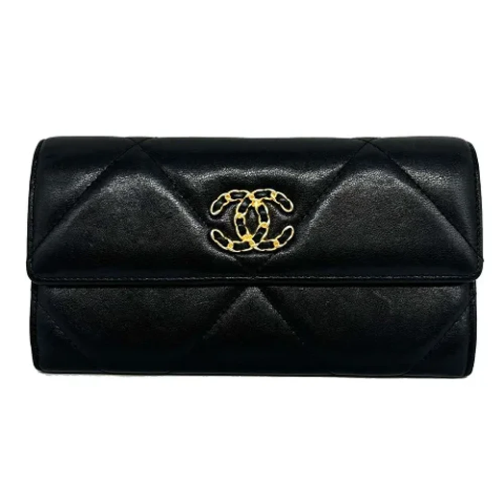 Chanel Vintage Pre-owned Leather wallets Black Dames