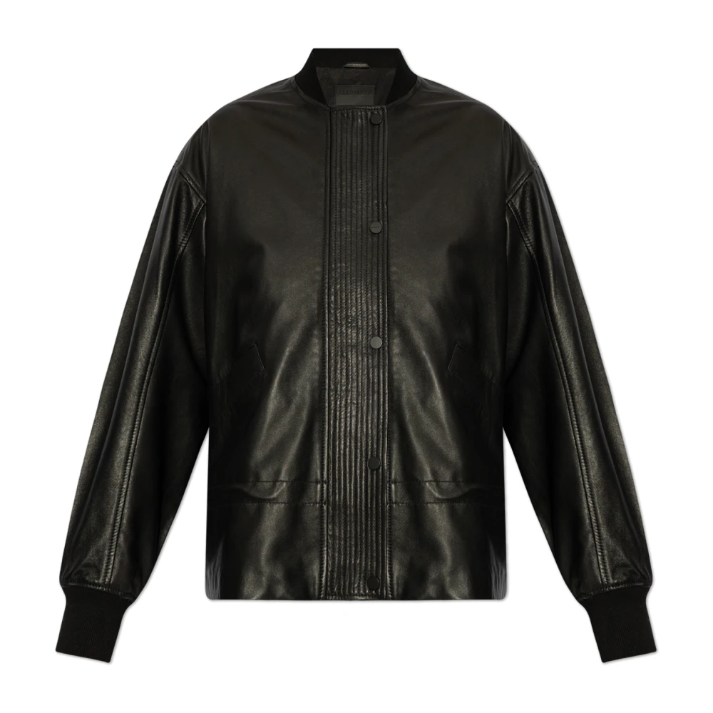AllSaints Leren Sofi Bomberjack Black Dames