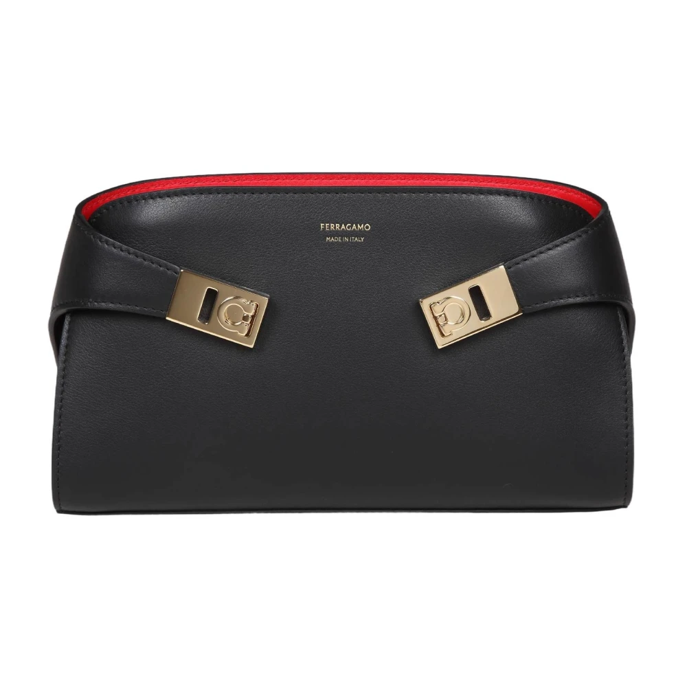 Salvatore Ferragamo Zwart rode Handtas Aw24 Black Dames