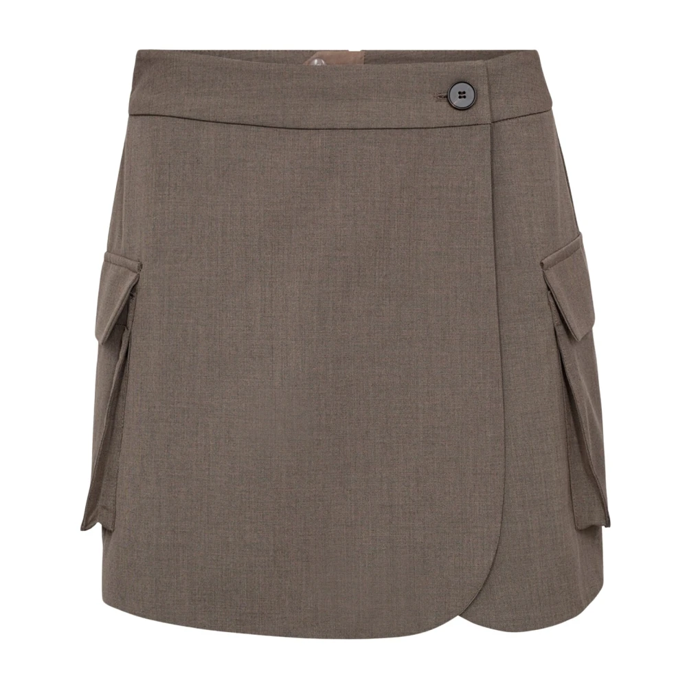 Co'Couture Wrap Pocket Skort Bermuda Shorts Brown Dames