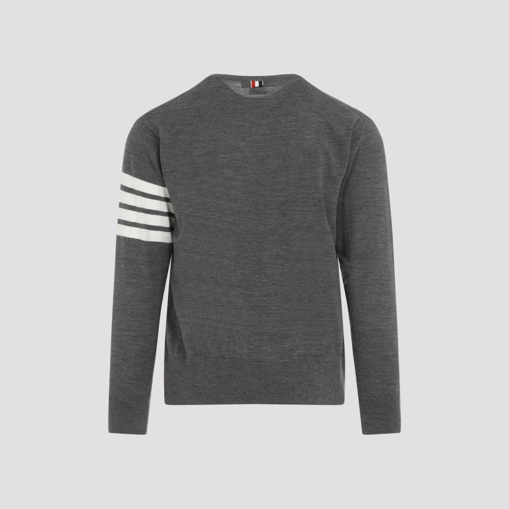 Thom Browne Grijze Sweater 4-Bar Pullover Gray Heren