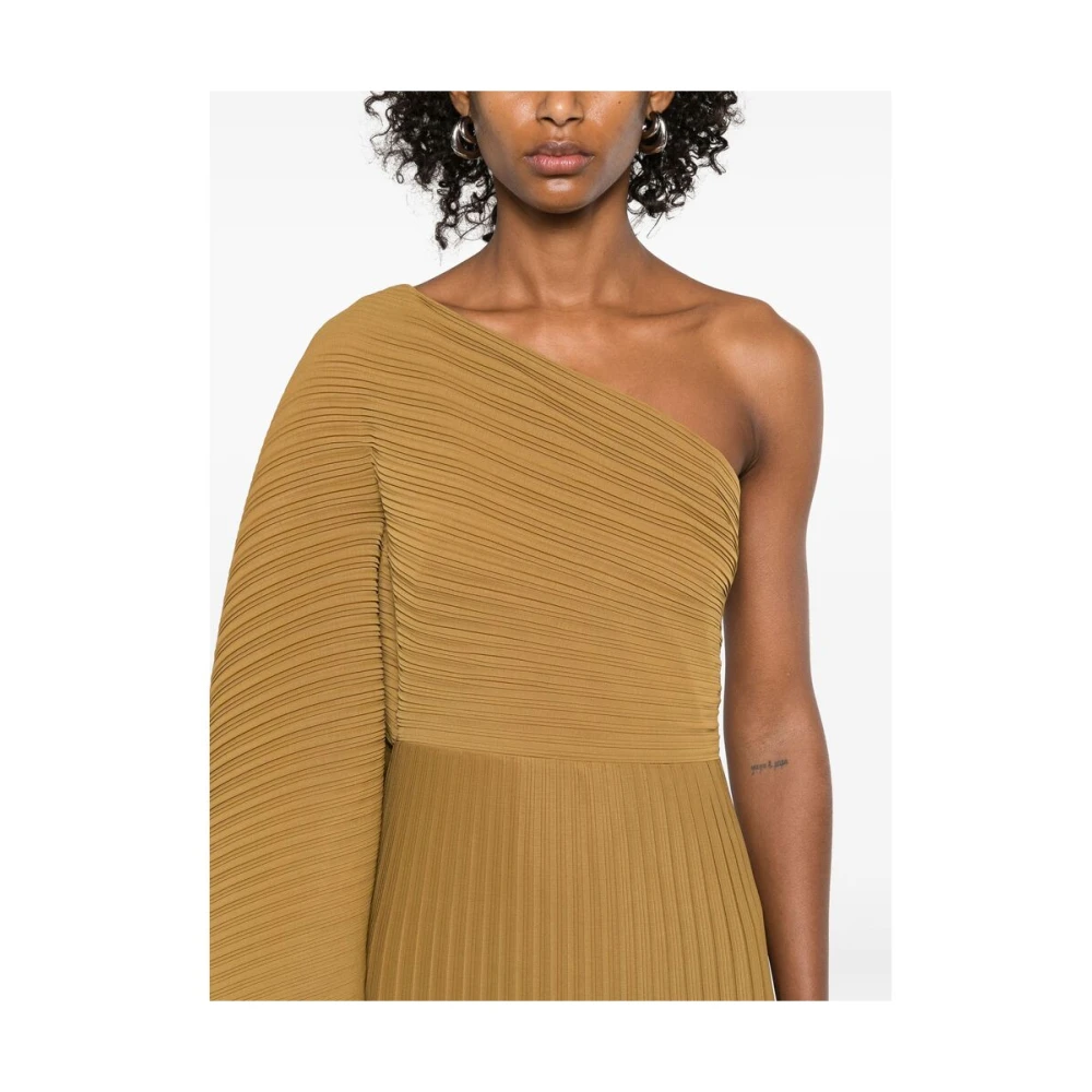 Solace London Goudkleurige One-Shoulder Pencil Jurk Yellow Dames