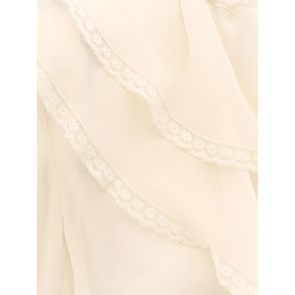 Chloé Zijden overhemd met kanten details Beige Dames