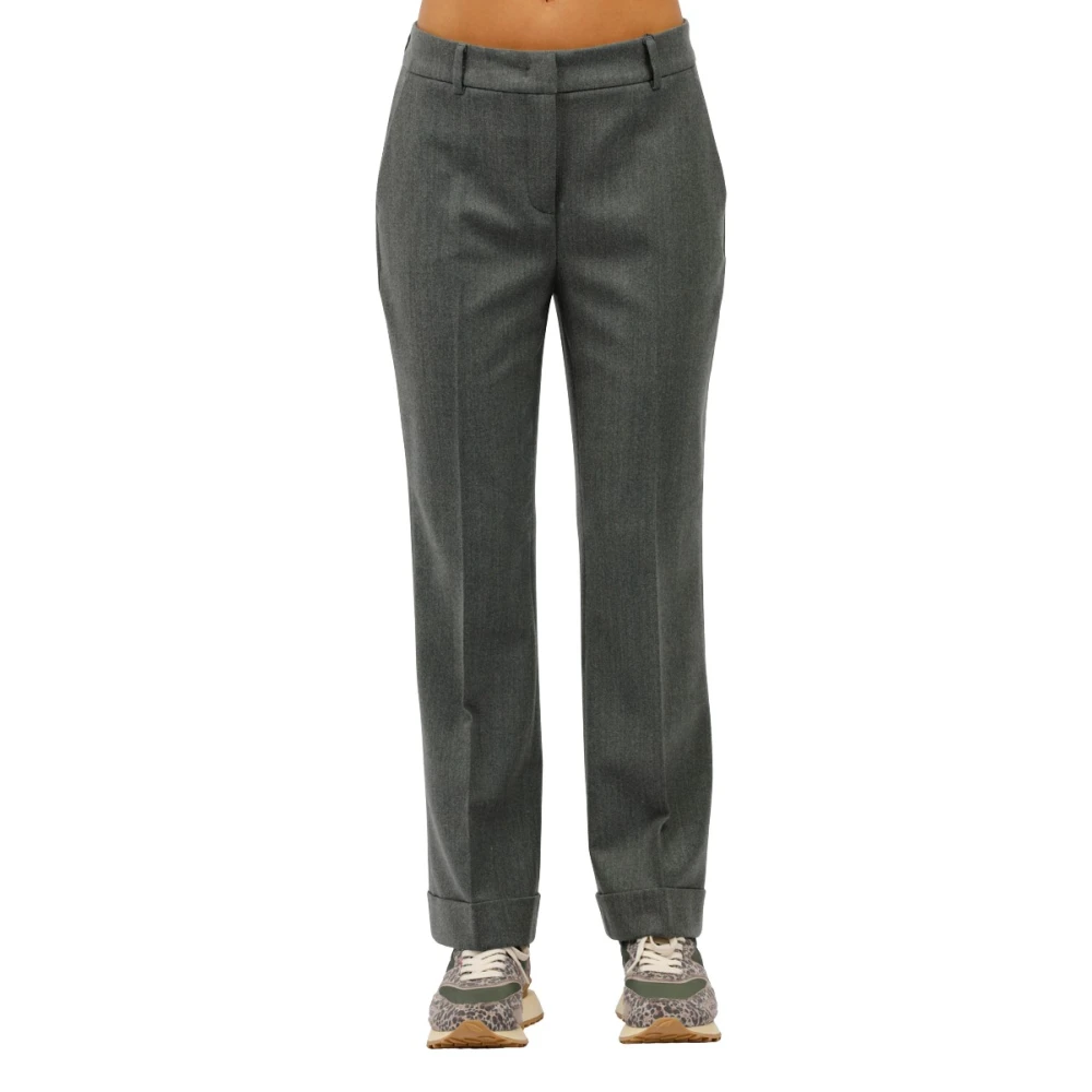 Via Masini 80 Flanellen flare broek Green Dames