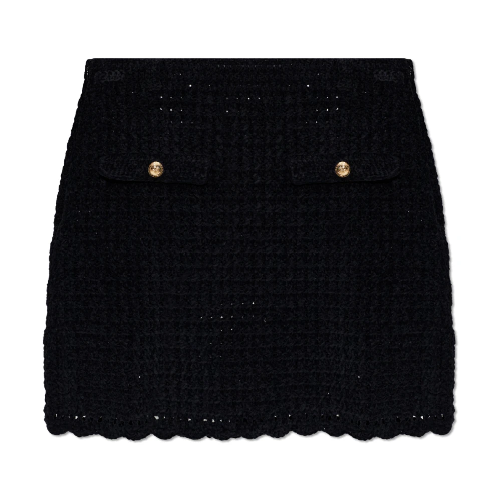Ganni Women's Black Short Skirts, Xs, Crochet Mini Skirt