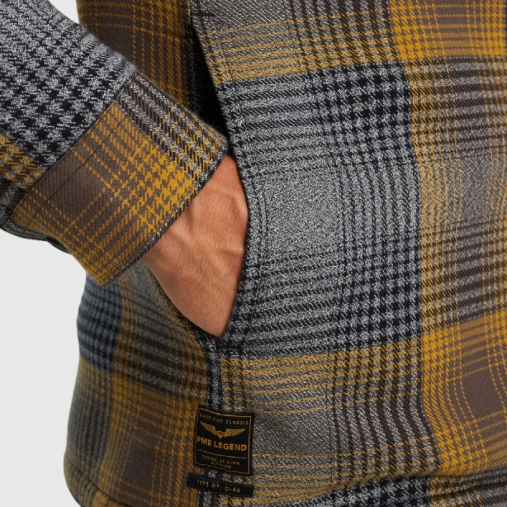 PME Legend Geruit Bont Gevoerd Overshirt Lange Mouw Multicolor Heren