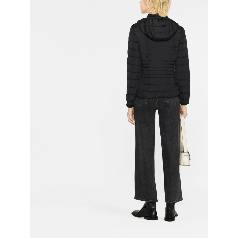 Emporio Armani EA7 Zwarte Logo-Print Puffer Jas Black Dames