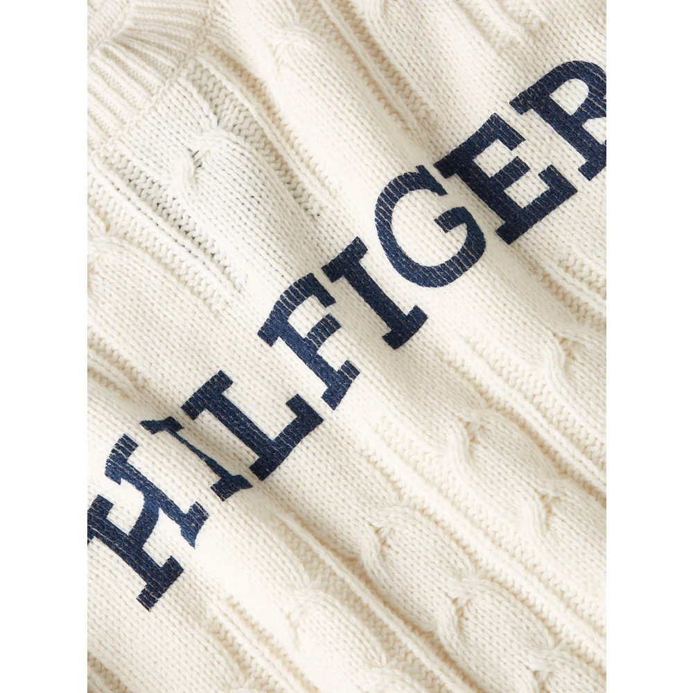 Tommy Hilfiger Monotype Crew Neck Kabeltrui White Heren