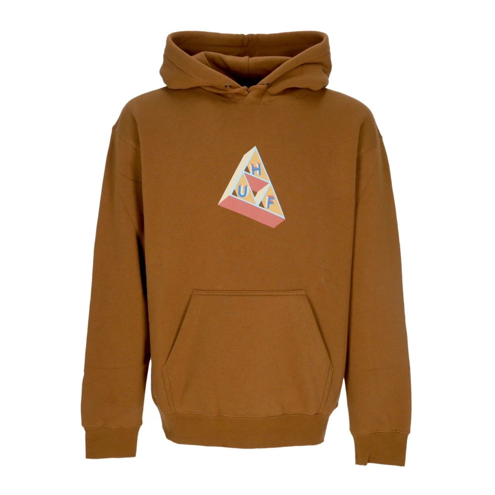 Huf Men's Brown Hoodies, L, Triple Triangle Long Sleeve Hoodie