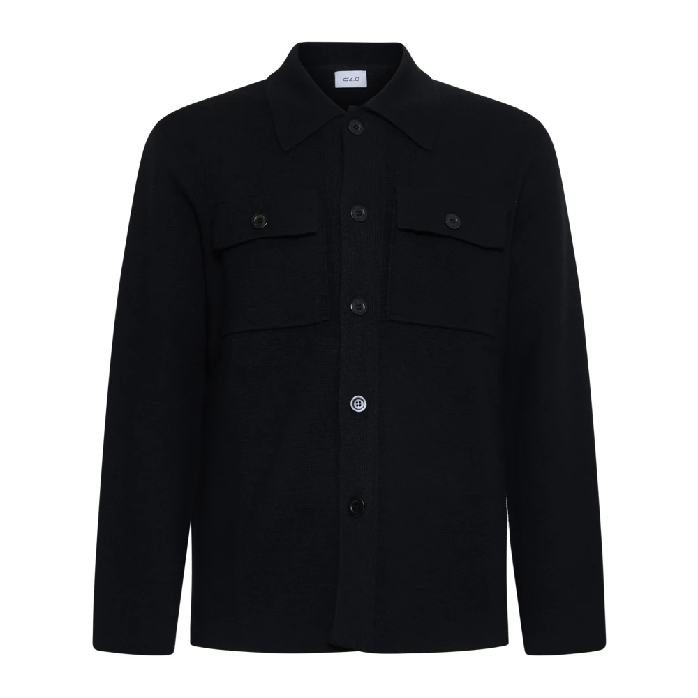 D4.0 , Cardigans, Male, Black, M, Knitted Shirt