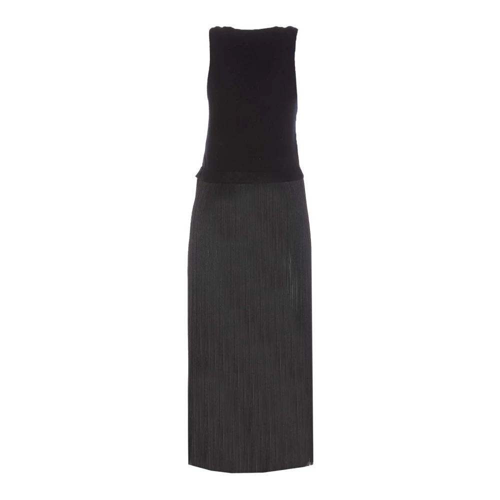 Essentiel Antwerp Mouwloze top met franjes en ronde hals Black Dames