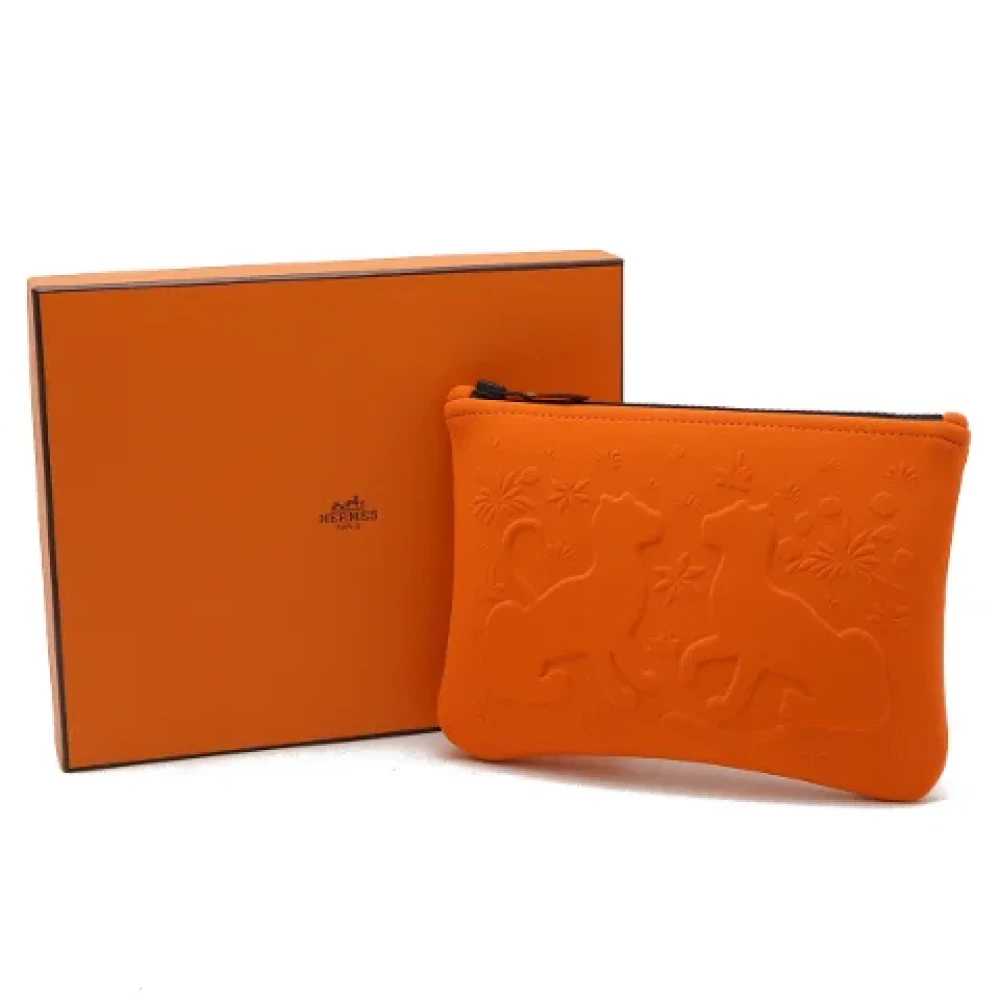 Hermès Vintage Pre-owned Canvas clutches Orange Dames
