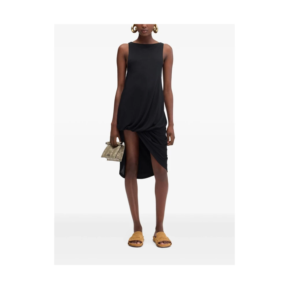 Jacquemus Zwarte Mouwloze Asymmetrische Jurk Black Dames