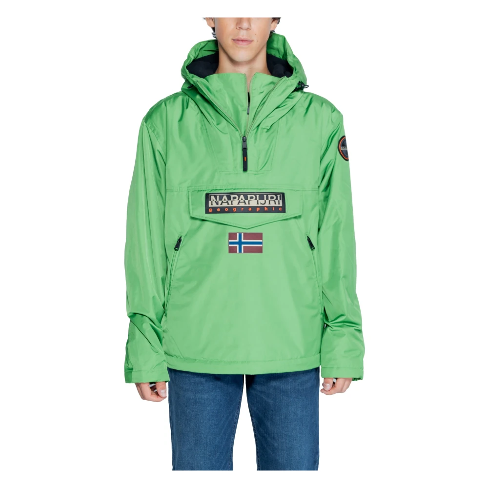 Napapijri Groene Bedrukte Hoodie Jas Herfst Winter Green Heren