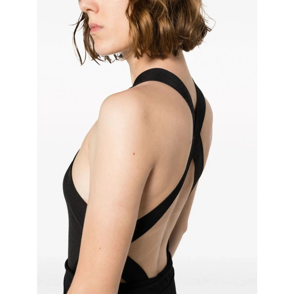 Saint Laurent Geometrische Cut-Out Halternek Bodysuit Black Dames