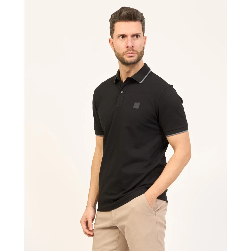 Boss Zwarte Polo Slim Fit Black Heren