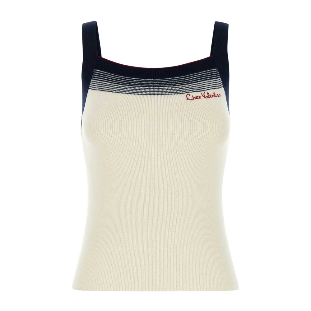 Valentino Garavani Women's White Sleeveless Tops, S, Wool Top