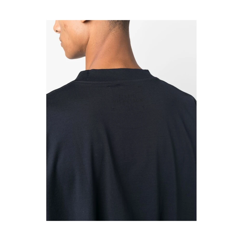 Studio Nicholson Navy Blue Oversize Ronde Hals T-shirt Blue Heren