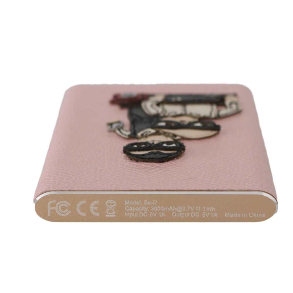 Dolce & Gabbana Roze Leren Power Bank met Dgfamily Logo Pink Dames