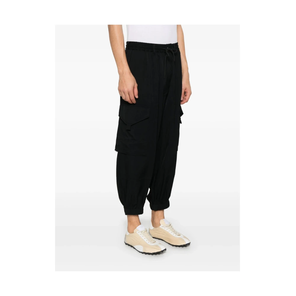 Y-3 Zwarte Cargo Broek met Elastische Details Black Heren