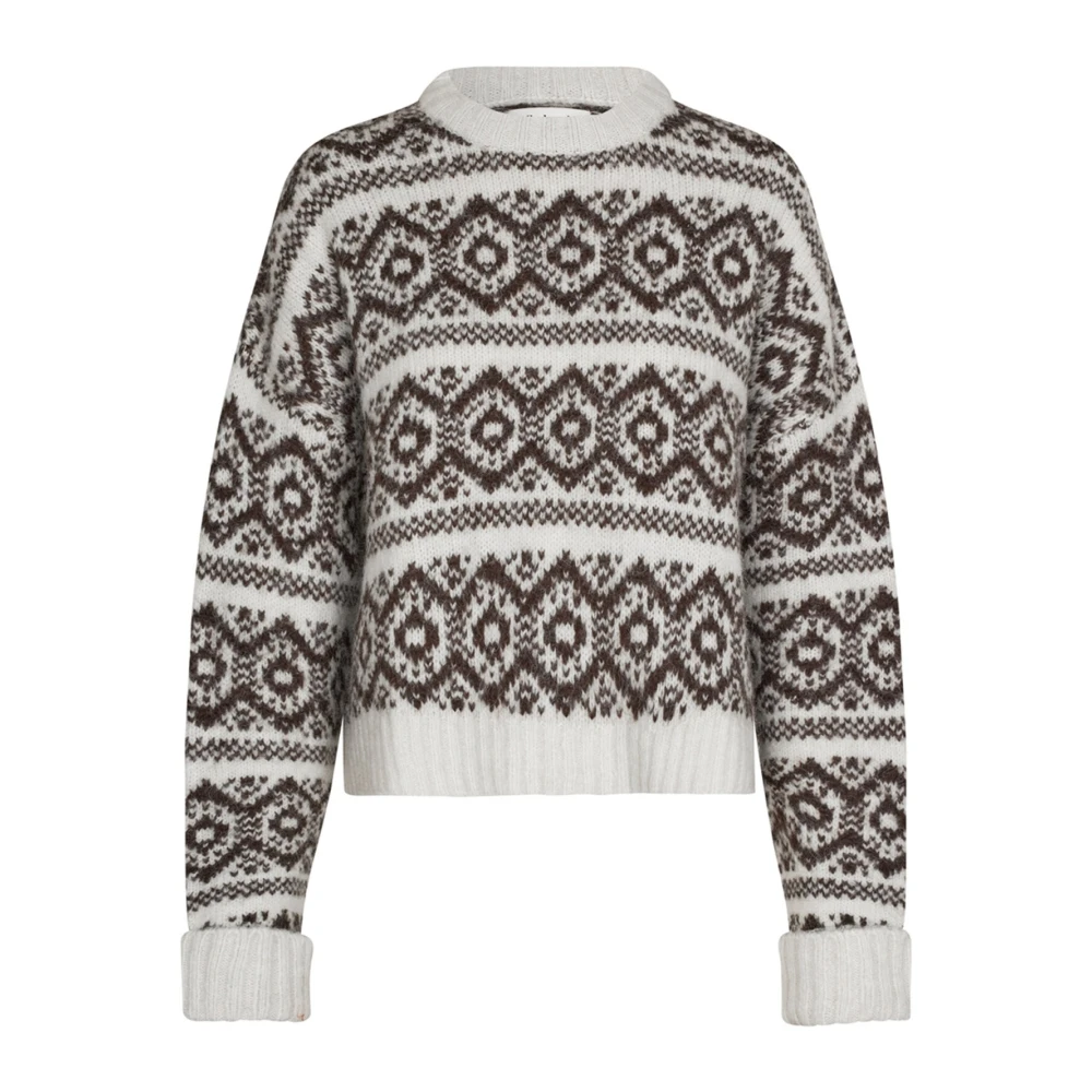 Lollys Laundry Gezellige Gebreide Trui met Lange Mouwen Brown Dames