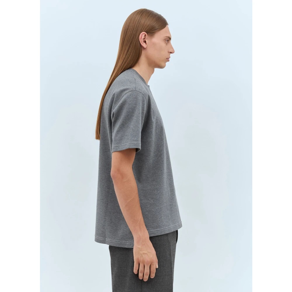 Thom Browne Katoenen Jersey Crewneck T-Shirt Gray Heren