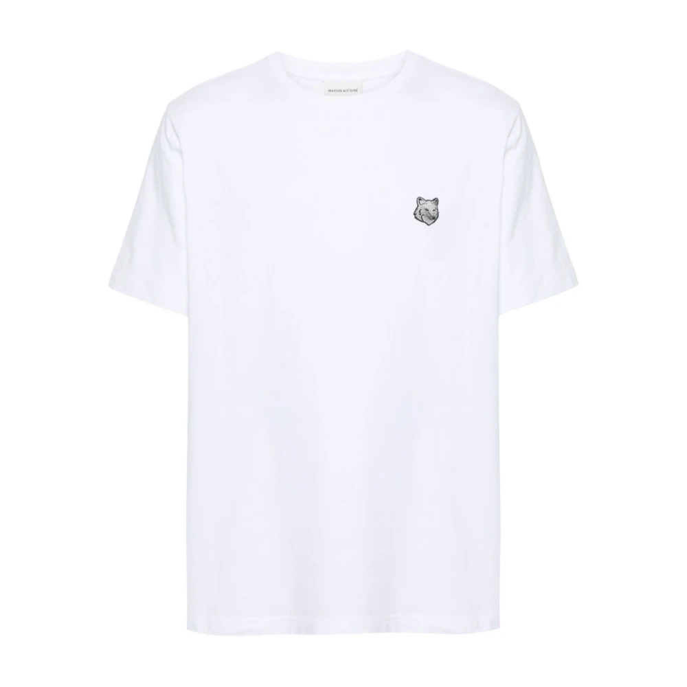 Maison Kitsuné Witte Katoenen Vos Patch T-shirt White Heren