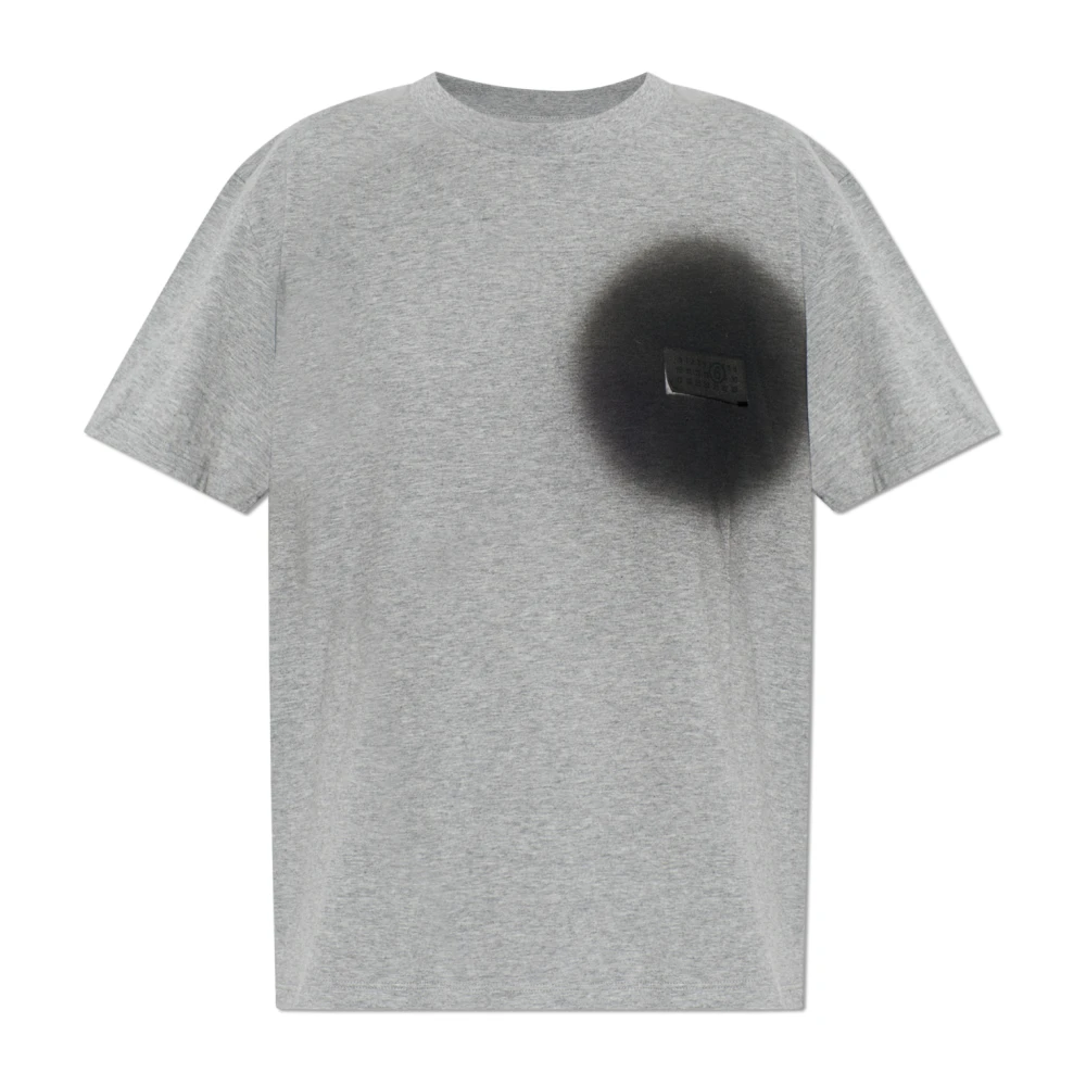 Mm6 Maison Margiela Femme Gris Tops, Taille: 38 Fr Logo T-Shirt