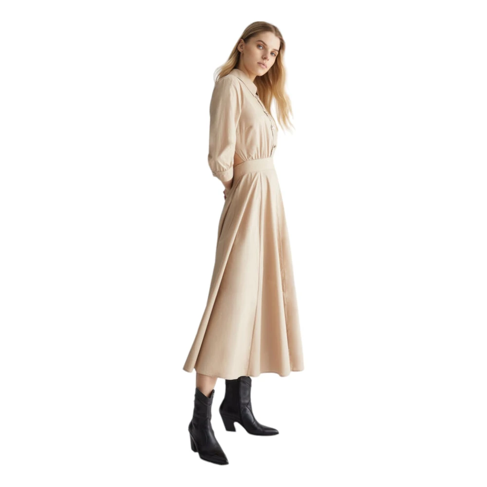 Liu Jo Elegante Lange Jurk Beige Dames